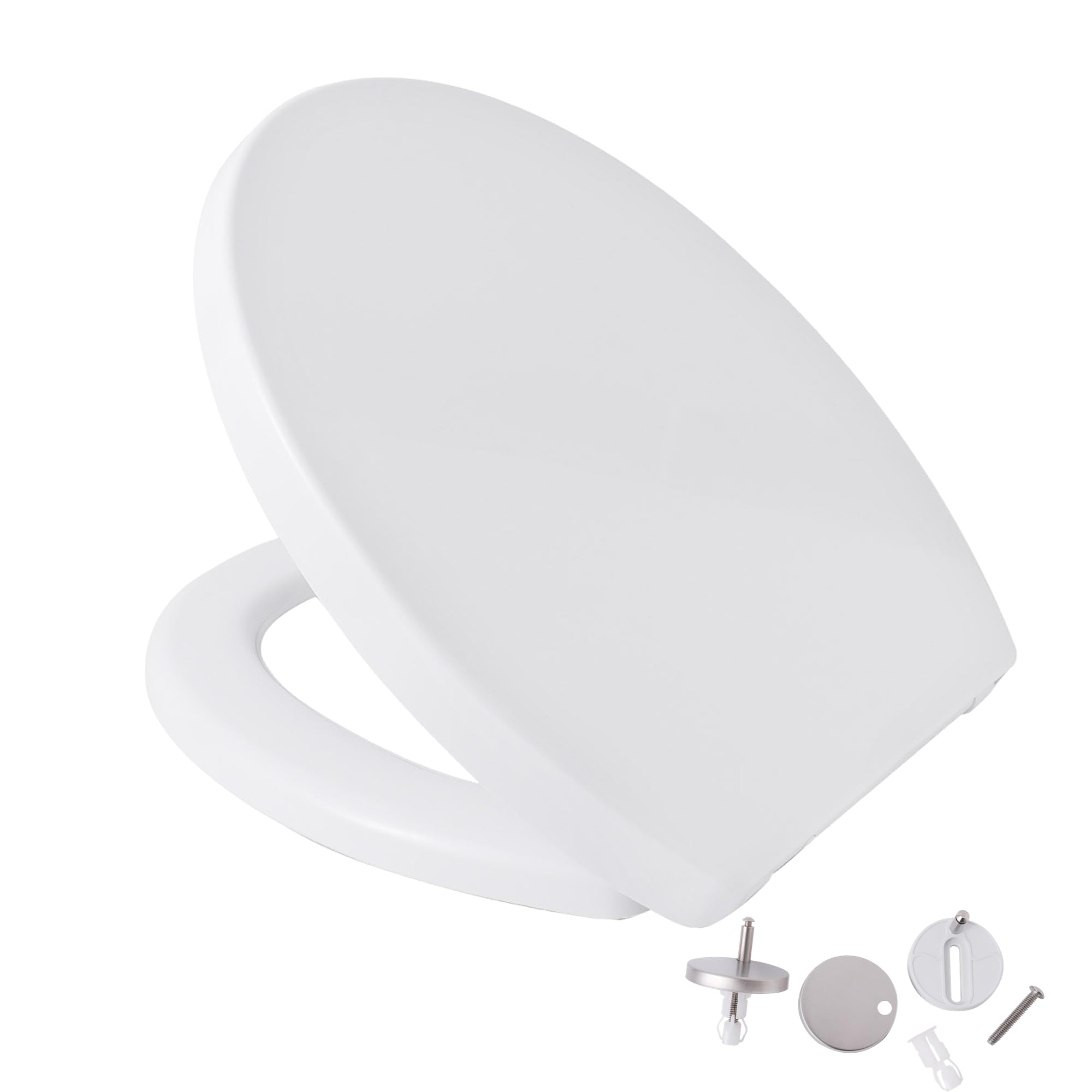 BARGAIN FACTORY Soft Close Toilet Seat with Quick Release, Easy Cleaning and Top Fixing, Adjustable Hinges, Standard Toilet Seat, White - Oval Shape