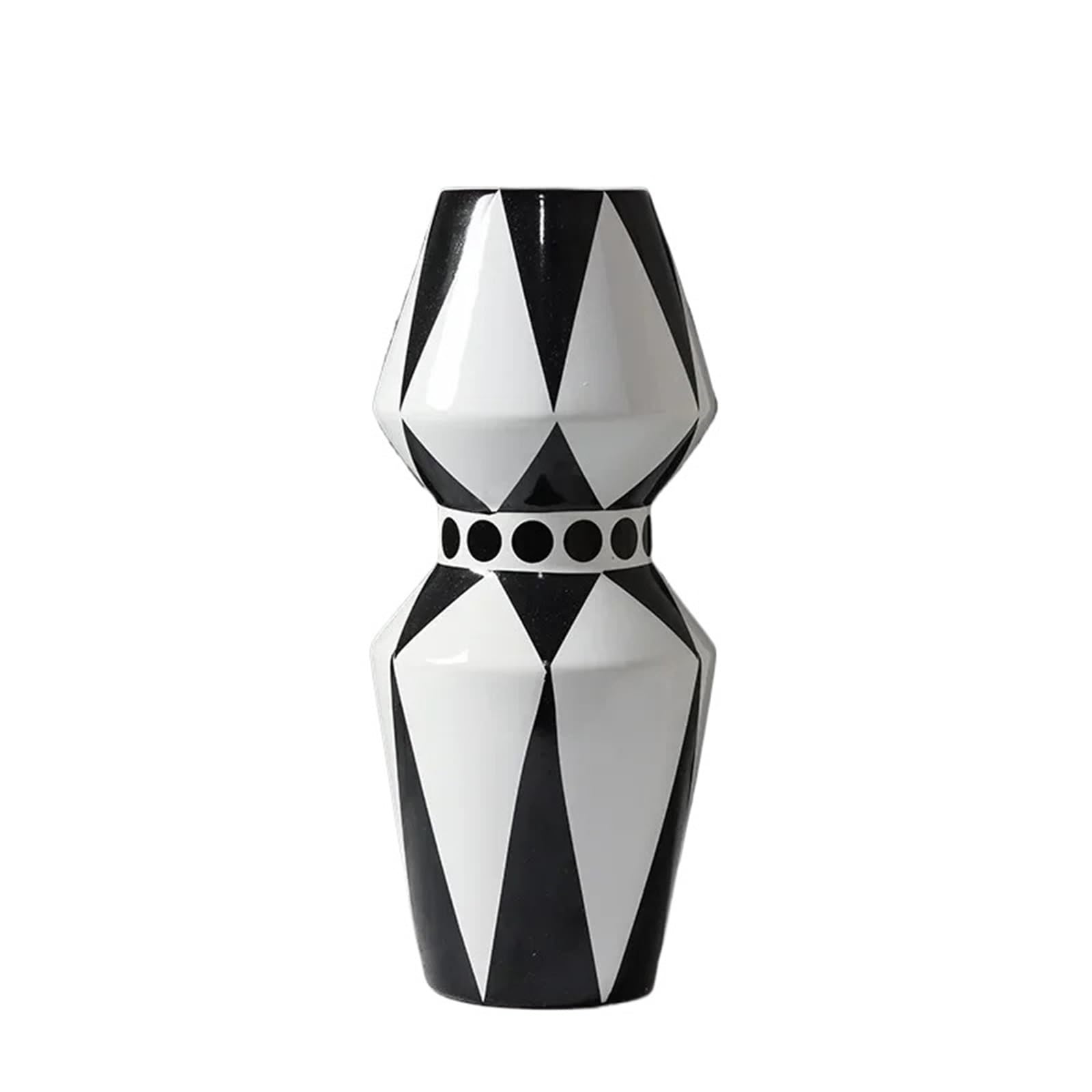 Geometric Vases Simple Modern Black White Ceramic Vase Flower Arrangement Container Irregular Geometric Living Room Countertop Decoration(Style02)