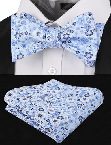 Image of Alizeal Mens 2pcs Floral Self-tied Bow Tie Pocket Square Set