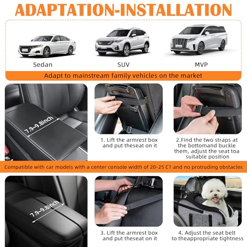 Hunde Autositz für kleine Hunde, Hundeautositz Auto mit Aufbewahrungstaschen, Hundeautositz Hundesitz Kleine Hunde, Hundebett Auto für Vordersitz, Autositz Hund, Ansteckbare Leine