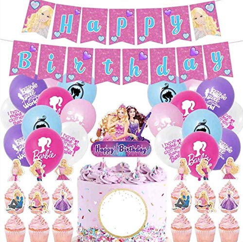 Party Decorations Banner for Barbi, Ballons caketopper for Girl Pink Barbi dreamhouse, Sweet Party Girl Favors, Pink Table Decoration, caketopper Barbi dreamhouse, Barbie Party Supplies Decoration