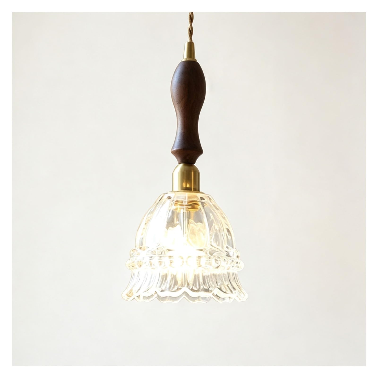 LUOYAOB Vintage Glass Pendant Light Brass Finish Ceiling Fixture