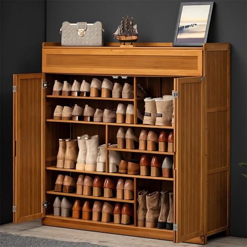Mueble Zapatero de 4 Puertas Armario de 7 Niveles para Zapatos Mu...
