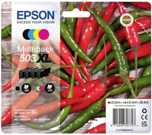 Epson 503XL Chillies, Genuine Multipack, 4-colours Ink Cartridges - C13T09R64010