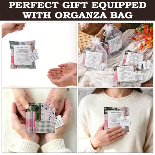 linastu 6 Pcs Mini Prayer Quilt with Cross Inside with 6 Organza Bags by linastu - Image 7