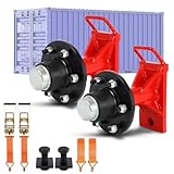 2 PCS Shipping Container Wheels Kit - Heavy Duty 6 Lug Container Casters，Industrial Grade Shipping Container Accessories，Movable 20-40FT Containers for Farms/Warehousing/Construction