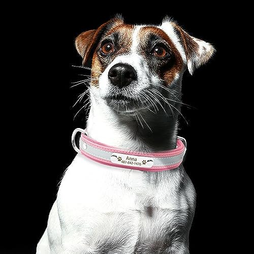 Senristar Personalisierte Reflektierende Hundehalsbänder mit Neopren Gepolstert, Benutzerdefinierte Gravierte Hundehalsband mit Namensschild für Kleine Mittlere Große Hunde
