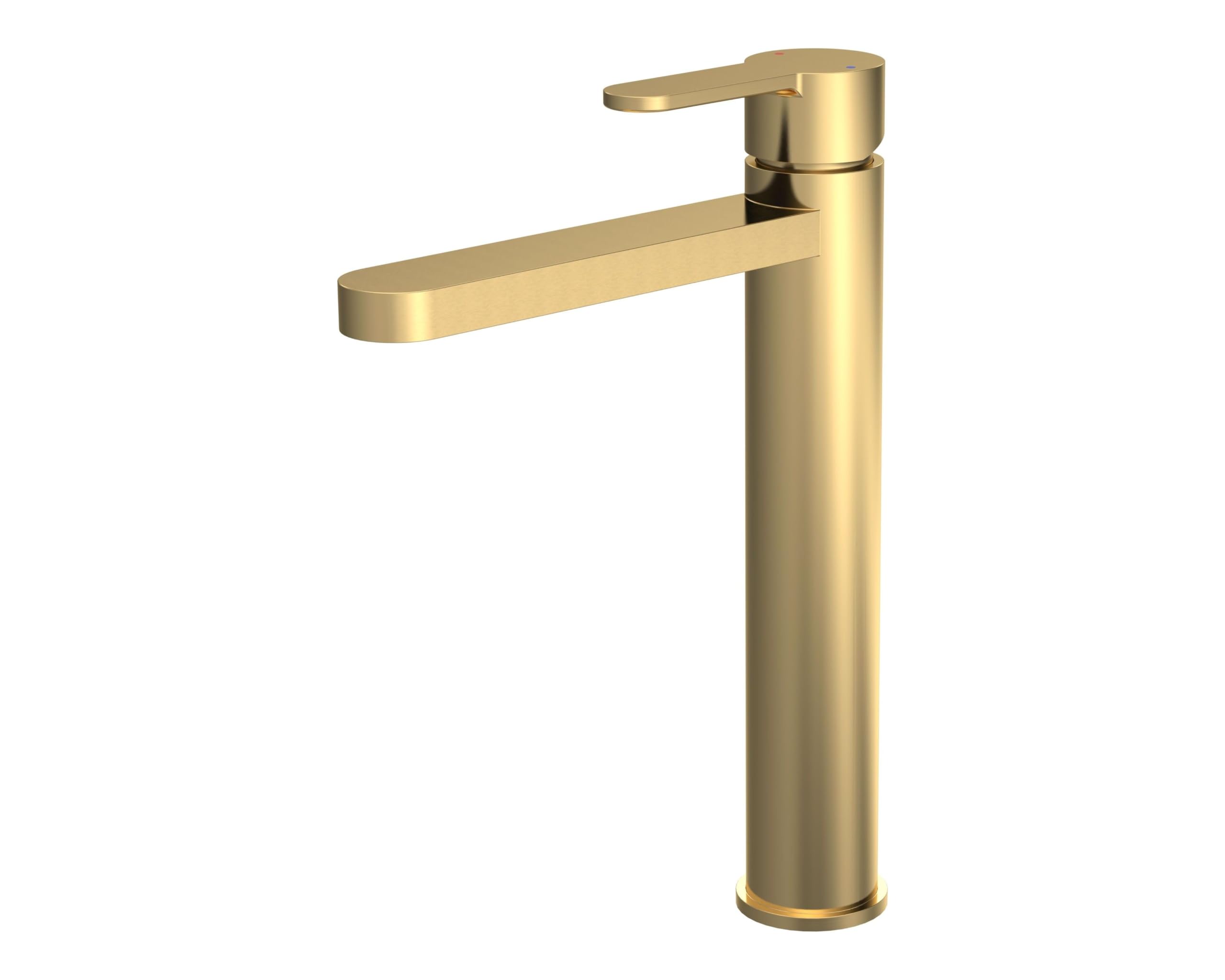 Round High-Rise Mono Basin Mixer Tap - Brushed Brass 5056462684390