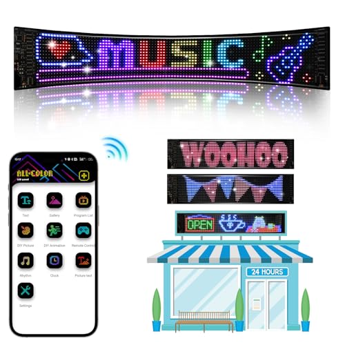Image of 36.2 inchx7.6 inch Large Bright LED Sign, Programmable LED Scrolling Sign, Custom Flexible LED Store Sign with App Control DIY Text Pattern Animation, LED Digital Sign for Store Window Advertising Hotel