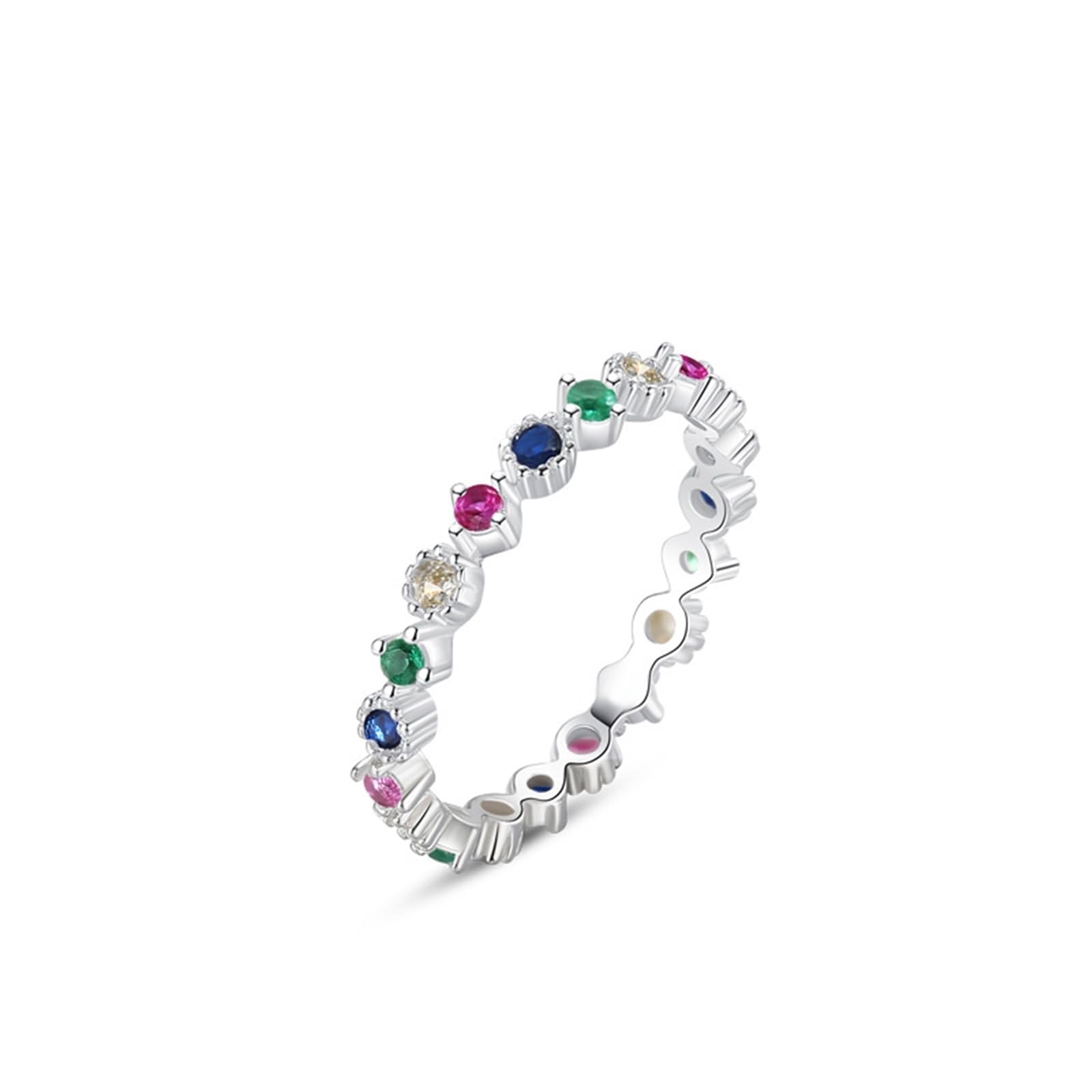 Anillo de boda para mujer, oro blanco, anillo de compromiso de oro real con zafiro, anillos de boda, anillo de eternidad para mujeres