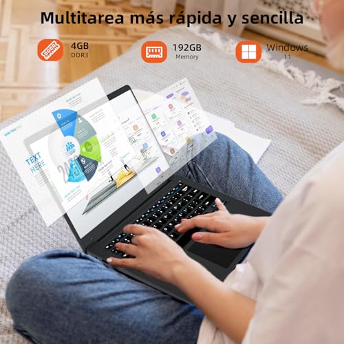 Image of Morostron 14.1 inch Laptop Computer,Celeron Quad-Core Up to 2.2 GHz,4GB RAM and 192GB SSD,Win11 Laptop Computers with FHD IPS,Slim and Lightweight Notebook,Work and Students laptops,Gray,WPS