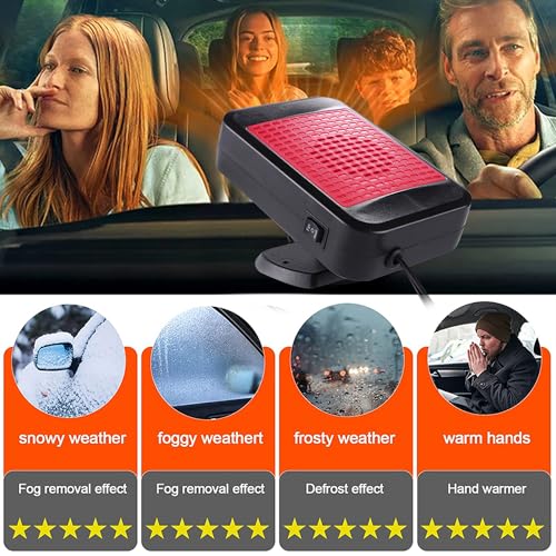 COMBLU Tragbare Autoheizung, 12V 200W Auto Heizung, Schnelle Heizung und Kühlung für Auto Windschutzscheibe Defogger und Defroster Auto Heizung mit 360°Drehbarer Handheld