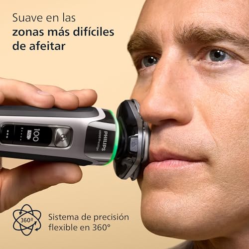 Philips i9000 Prestige, Afeitadora Eléctrica Hombre, Máquina de Afeitar Barba en Seco y Mojado, Tecnología SkinIQ, Base de Carga, Recargable, Estuche, Centro de limpieza, Recortador, XP9204/33 - imagen 4