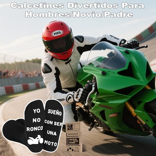 BISOUSOX Regalos para Hombre Papá Ronco Moto Calcetines Hombre Divertidos Talla 39-46 Algodón Calcetines Antideslizantes Cumpleaños Dia Del Padre Regalos