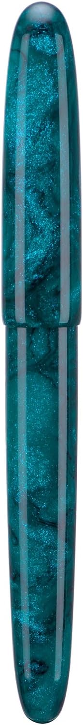 Asvine C80 Fountain Pen #8 Fine Nib Large Handcraft Pen with Converter Pen Case Collection Set (Green Glitter)