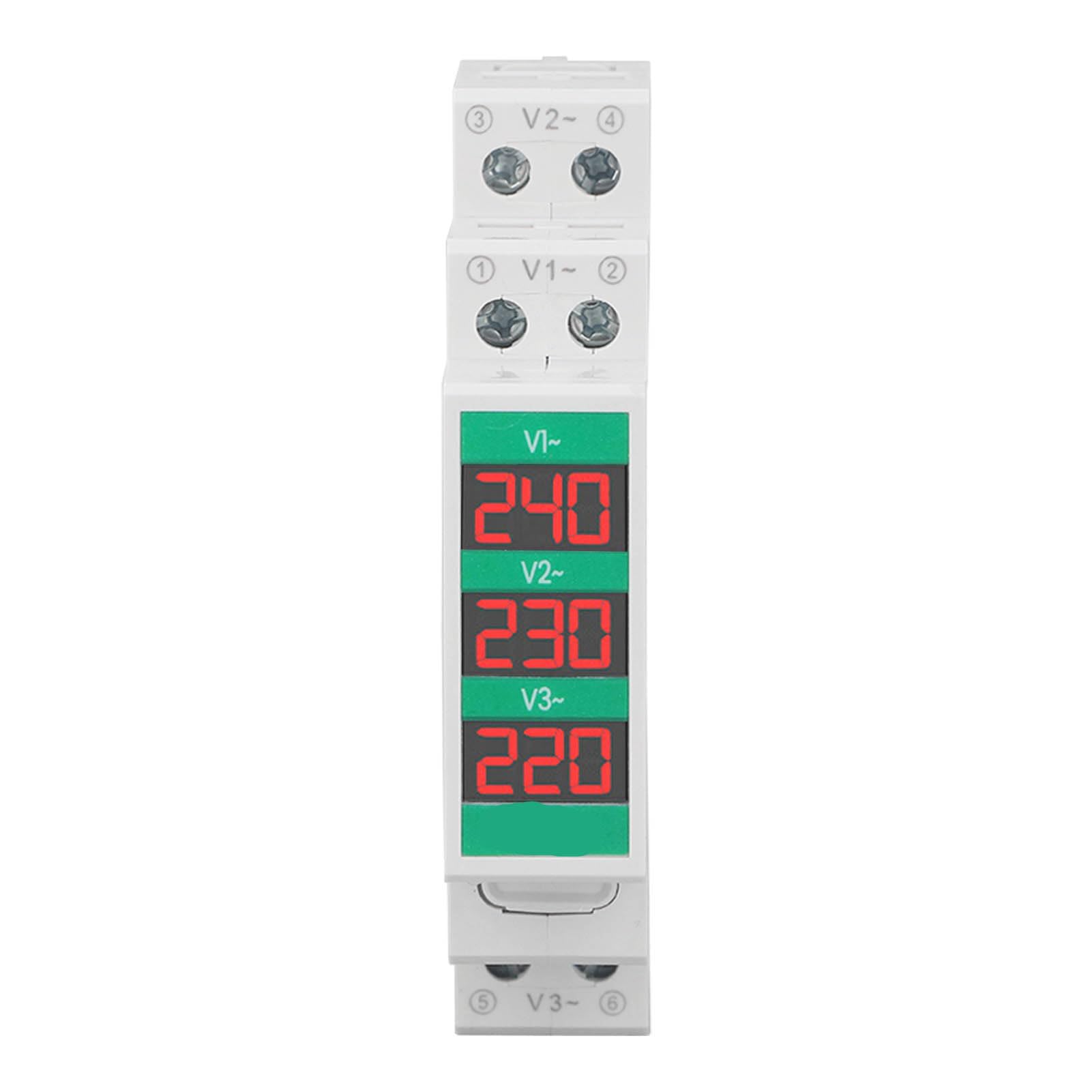 AC 3P Voltage Meter 60-450V 3 Phase Voltmeter LCD Digital Voltmeter Din Rail Voltage Measuring Monitor Panel for Power Consumption Irrigation