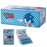 Sonic The Hedgehog Malset für Kinder | 52-teiliges Mal- und Zeichenset im Koffer mit Filzstiften, Wachsmalstiften & Buntstiften | Kreativer Malkoffer für Zeichen- und Malspaß (Sonic - Blau Malbox)
