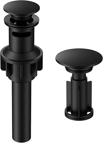 Miniatura 16 de Desagüe para lavabo con rebosadero, tapón para lavabo Hurran para mueble de baño con fregadero de recipiente, desagüe emergente de plástico