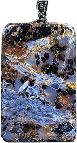 HMCOCOOFM Natürlicher blauer Pietersit Anhänger Pietersit Stein Schmuck for Frauen Mann Kristall 38x24x8mm Perlen Silber Namibia Wassertropfen Edelstein AAAAA