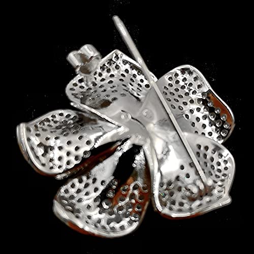 Image of Shiny Blossom Clear CZ White Flower Brooch Pin Women Wedding Bouquet Accessory