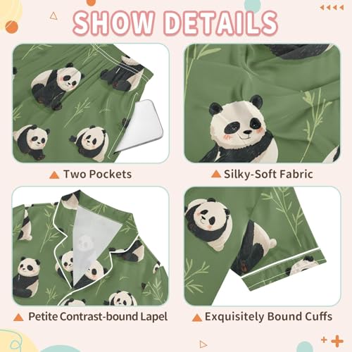 Panda Leaf Green Pajamas Set Soft Pjs Sets 2 Piece Short Sleeve Sleepwear Casual Loungewear3
