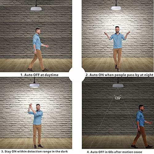 DIYZON PIR Motion Sensor Light Bulb, E27 Screw, 15W(100W Equivalent) Cold White 6500K 1500Lumen, Motion Activated Dusk to Dawn Light Bulb, Suitable for Porch Garage Basement Utility Room