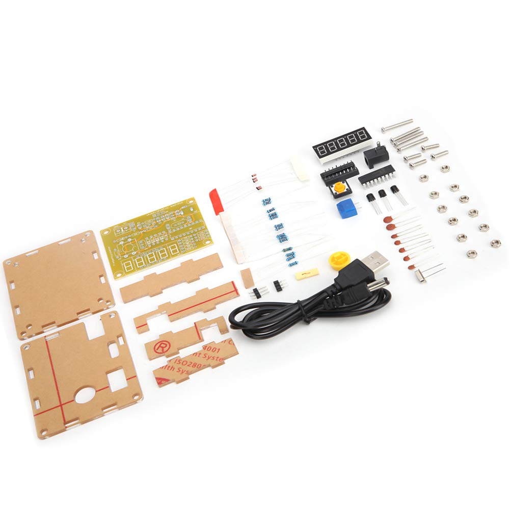 Module de Compteur de Fréquence 1Hz-50MHz Module de Testeur D'oscillateur à Cristal Kit de Bricolage avec Boîtier Jaune