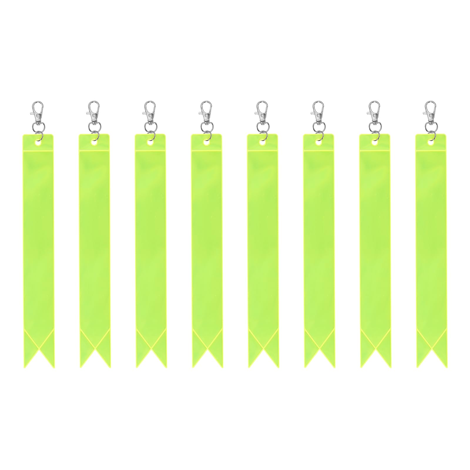 PATIKIL Safety Reflector 8"x1", 8 Pack Reflector Tag Pendant Reflective Safety Keychain Gear with Clip for Backpack Cycling Running Wheelchairs, Fluorescent Green