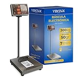 Báscula electrónica de suelo 300 kg | división 50 g | pantalla lcd | memoria para 7 precios | batería recargable y corriente | plataforma antideslizante | báscula industrial y comercial