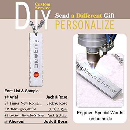 Goldchic Jewelry Mens Womens Personalized Vertical Bar Necklace,Birthstone Name Bar Pendant For Couples/Family Stainless Steel Custom Birthstone Jewelry #TOP5