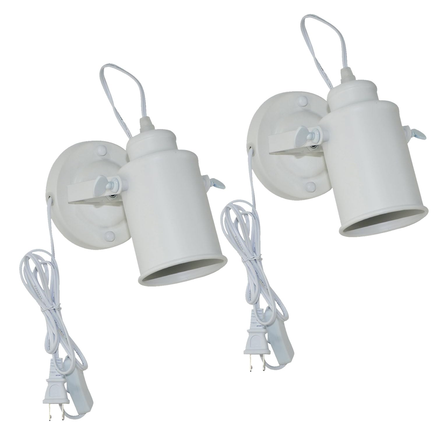 kylynly Industrial Lighting Ceiling Spotlight,Vintage Wall Mount Lights, Rotate Head, Plug in E26 Base, Decor for Indoor Living Bedroom or Loft Cafe bar Lighting 2 Pack (White,No Bulb)