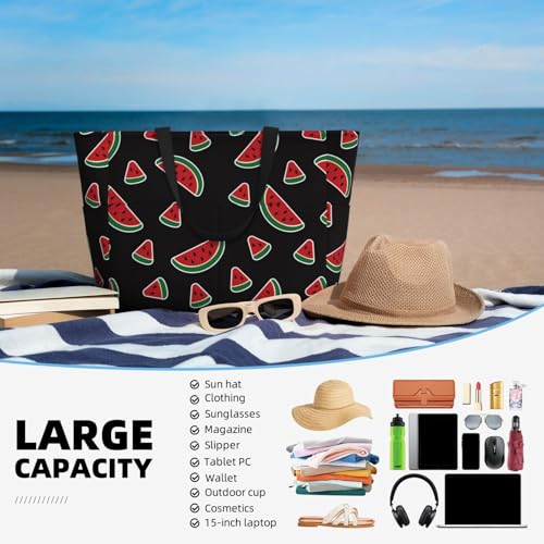 Watermelon Print Large Beach Bag Waterproof Sandproof Swim Tote Pool Bag For Women With Zipper4