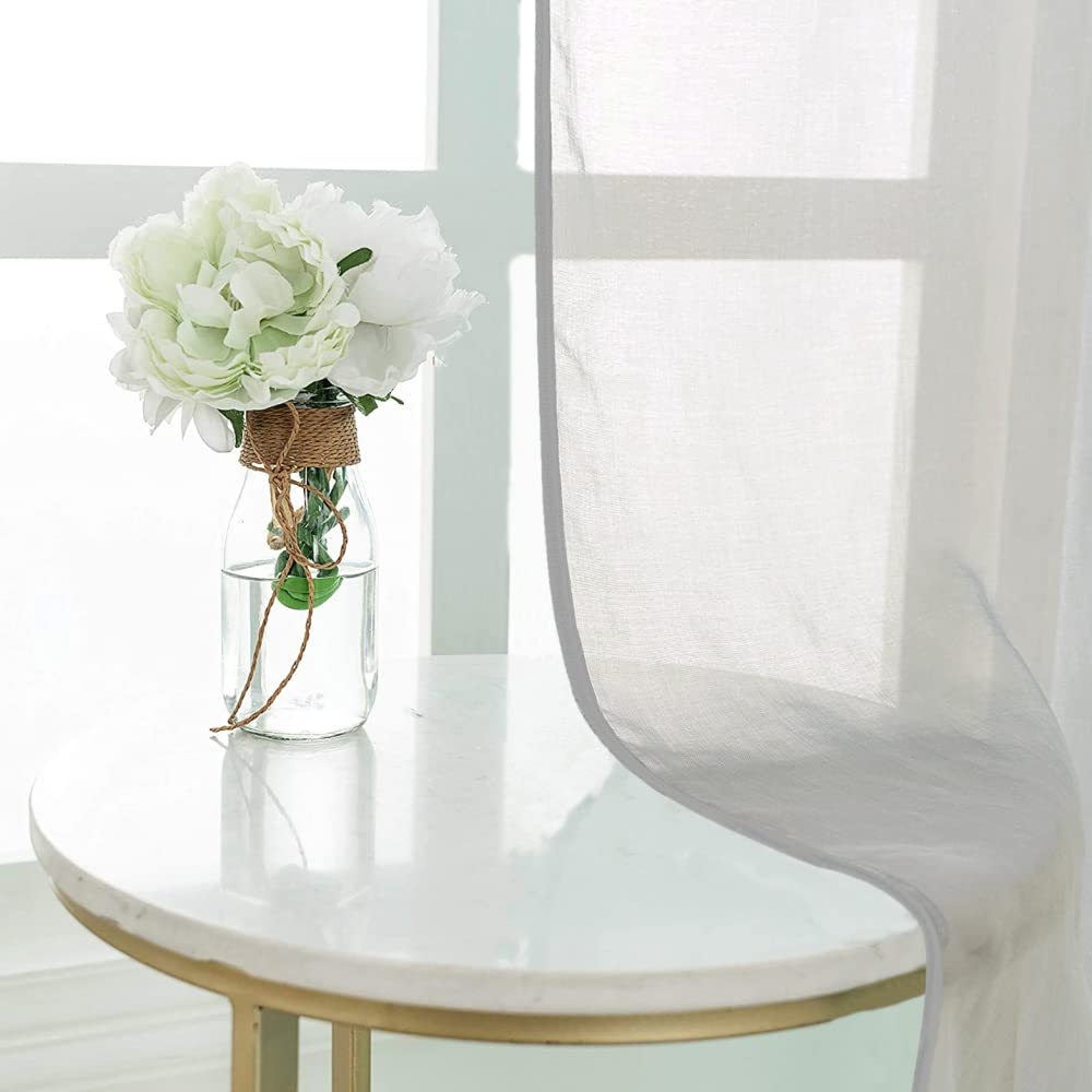 Urban Space Linen Textured Sheer Curtain for Long Door, 35-40% Room Darkening Curtain with Tieback and Eyelet Hanging Style, Set of 2 Decorative Curtains, Silver Grey (Long Door - 9 ft x 4 ft) (B092W4SN74) Amazon Price History, Amazon Price Tracker