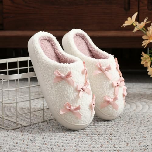 Niction Bows Slippers for Women Soft Indoor Outdoor Ladies Slippers fluffy Memory Foam House Shoes Slip on Slippers3