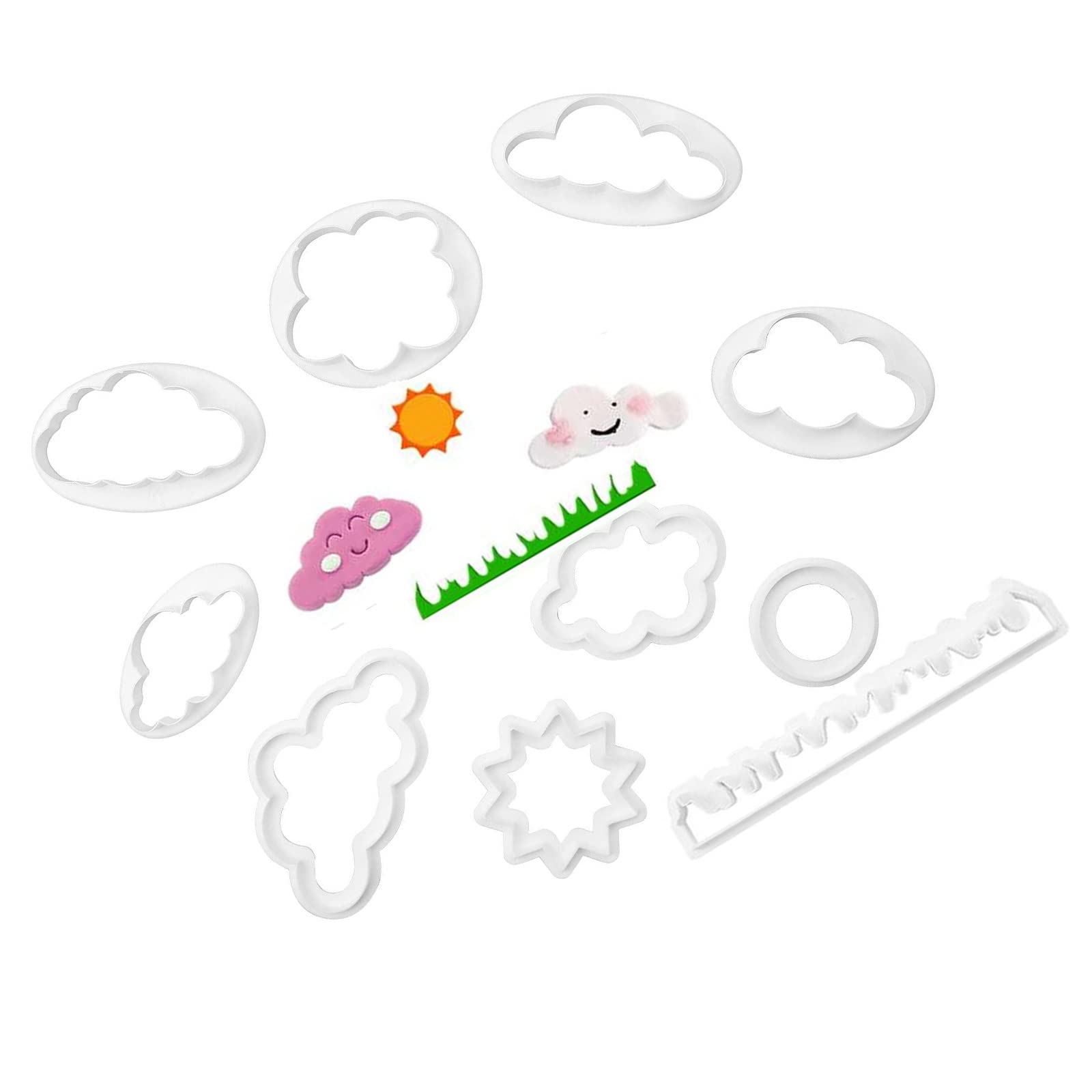 10 Stampini Per Biscotti A Forma Di Nuvole - Formine Per Torte E Fondente In Plastica Alimentare - Foto 7