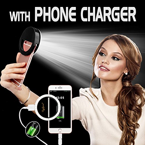 Raphycool Selfie Light Ring Lights 36 Led Circle Light Clip On Phone Charger 1500Mah Power Bank Rechargeable Compatible With Cell Phone Laptop Camera Photography Video Lighting Black #TOP7