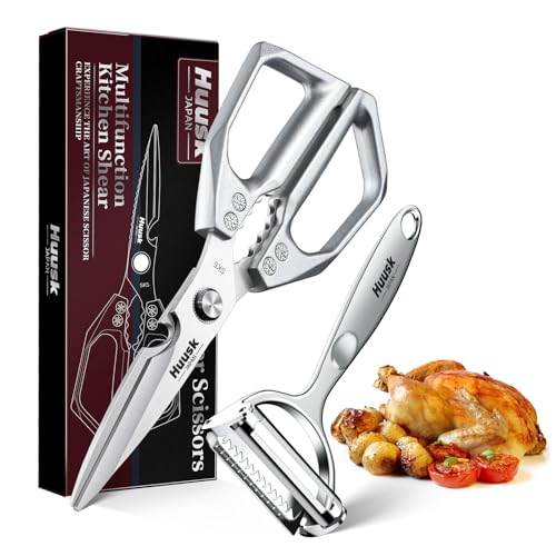 HUUSK Kitchen Scissors and Vegetable Peeler Set - Silver...