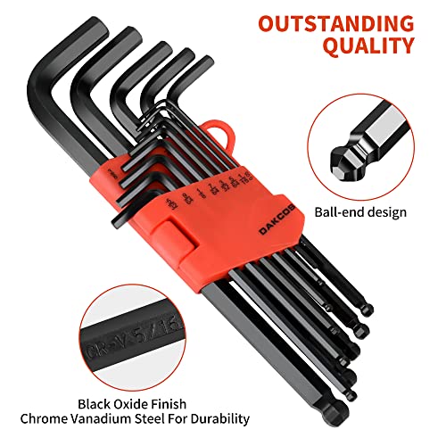 Dakcos Ball End Hex Key Wrench Set, 13-Piece (0.05-3/8 In.),Black #TOP2