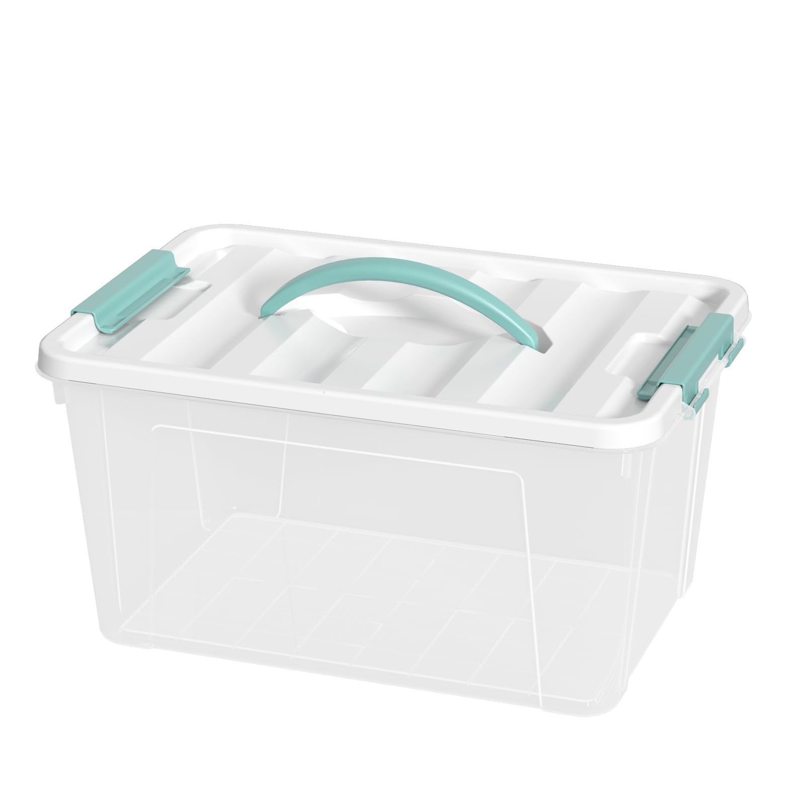 Bac de rangement transparent 14L boîte plastique avec couvercle à loquet et poignée Xyskin