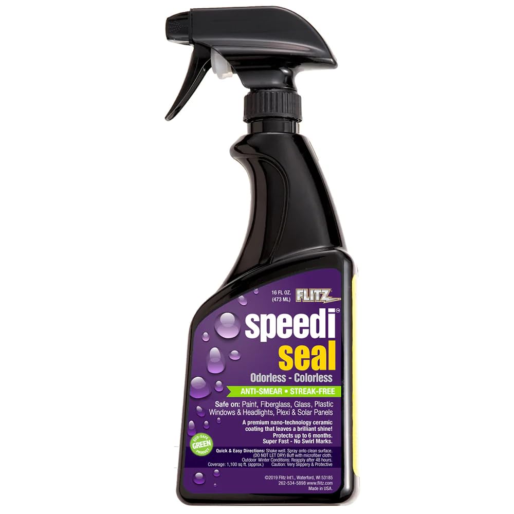 FLITZSpeedi Seal - 16oz Bottle of USA-Made Ceramic Coating for Cars to Polish & Protect for Up to 6 Months - Works on Paint, Fiberglass, & More - Streak-Free Ceramic Spray Sealant (1 Pack)