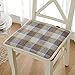 TOPDR Zestaw 4 podkładek na krzesło z lnu bawełnianego, krata w kratę w kratę w kratę w jednolitym kolorze poduszka na siedzenie do jadalni poduszka na siedzenie na krzesło Poduszka na krzesło z paskami antypoślizgowa (rozmiar: 40x40 cm/45x45 cm)