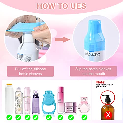 MAYCREATE® 8pcs Leak Proof Sleeves for Travel Bottles, Silicone Elastic Covers Sleeves for Travel Bottle Kit for Toiletries Leak Proofing, Reusable Sleeves for Travel Container, Shampoo Bottles - Image 5