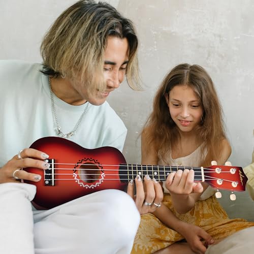 Image of ADM Ukulele for Beginners Hawaiian Wood Ukelele Kit for Kids Adult Student Starter Professional Ukalelee Pack Bundle with Free Lessons Gig Bag Strap Nylon String Tuner (Brownbrust, 21 Inch)