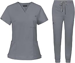 Baoblaze Uniforms Scrub Set with Pockets Nurse Top and Pants Men Women Clothes Comfortable Nursing Work Suits for Cosmetology Healthcare Pet Grooming