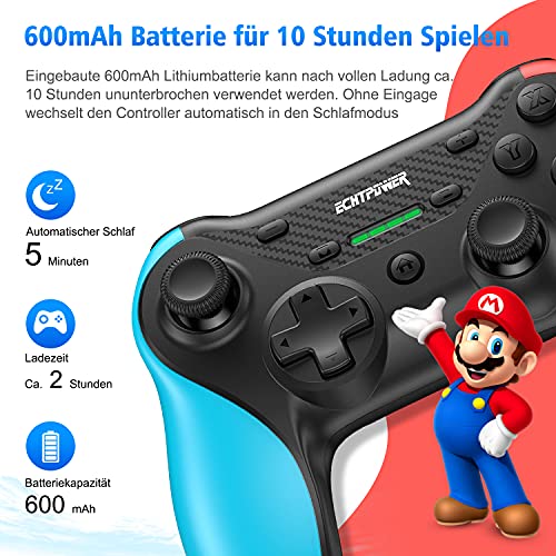 Image of ECHTPower Switch Pro Controller, Wireless Pro Gamepad with Back Buttons, Switch Turbo Controllers with Adjustable Vibration, Ergonomic Game Handle for Nintendo Switch /Lite /OLED