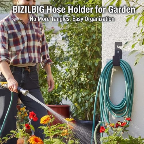 Image of Pipe Holder Wall Mount | Hose Holder-Garden Hose Hanger | Water Pipe Stand | Wall Mounted Hose Rack-Heavy Duty Pipe Hanger for Outdoor Home Use-Pack of 2