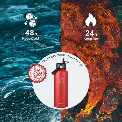 Image of BUZIO Triple Wall Vacuum Water Bottle with Dust-Proof Straw & Spout Lids