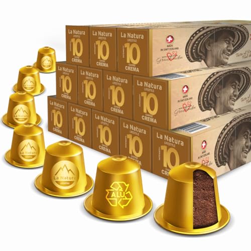 La Natura Lifestyle | 120x CREMA Kaffeekapseln aus Aluminium |100% Recycelbar | Nespresso®*-kompatible Kaffeekapseln