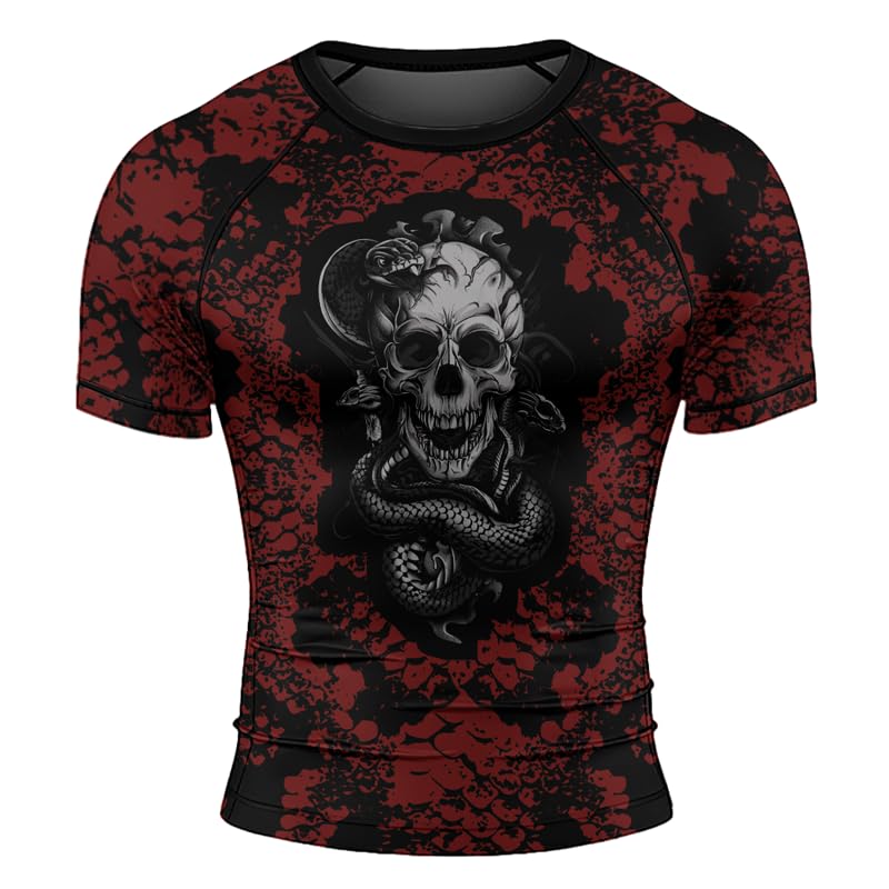 Snake Men’s BJJ Rash Guard Short Sleeve Compression Athletic Shirt MMA Jiu Jitsu Training2