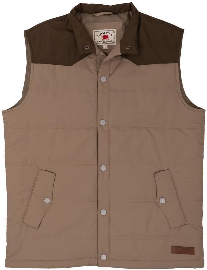 Lazy J Ranch Wear Retro Arena Vest - Brown - Men's Puffer Vest - Western Outerwear for Men